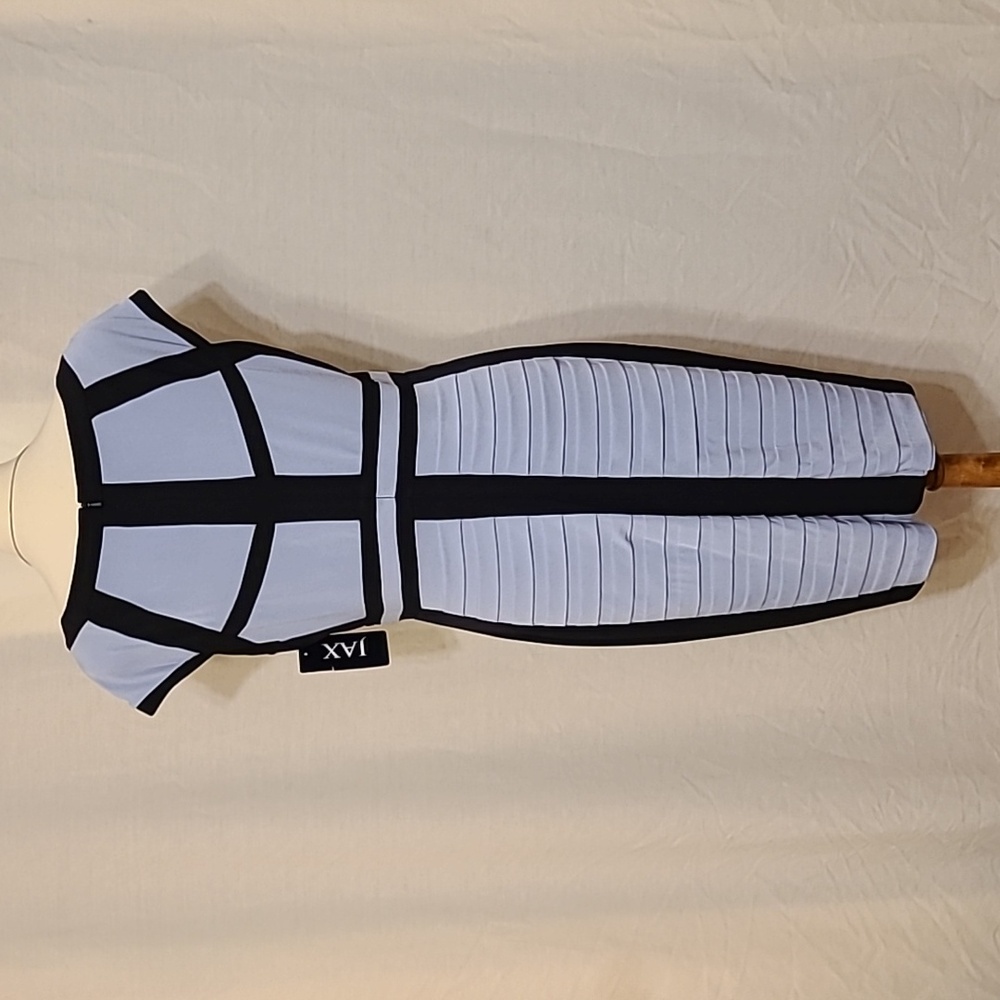 Jax Light Blue and Black Sheath Dress - Picture 13 of 15